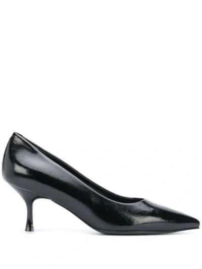 Pollini Patent-effect Pointed Pumps In Black