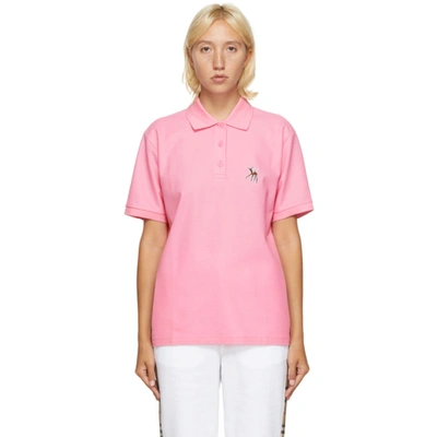 Burberry Copland Deer Appliqué Polo Shirt In Pink In A8407 Pink