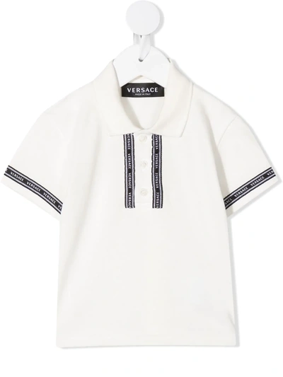 Young Versace Babies' Logo-tape Polo Shirt (3-36 Months) In White