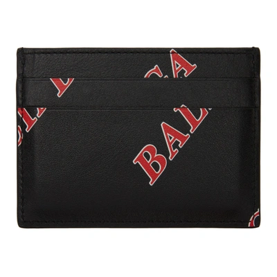 Balenciaga Black Logo Leather Card Holder In 1067black/