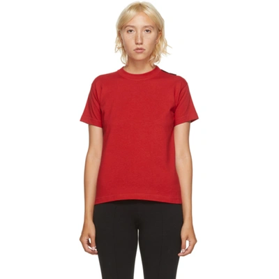 Balenciaga Red Logo Tab T-shirt In 6400 Red