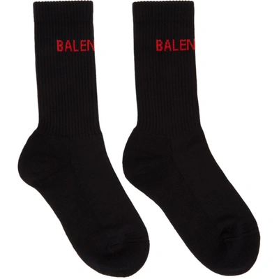 Balenciaga Black Woman Socks With Red Logo In Black Red