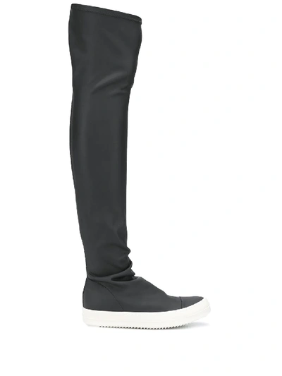 Rick Owens Drkshdw Black Over The Knee Sock Sneakers In Black