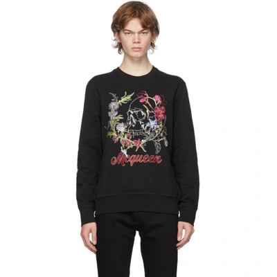 Alexander Mcqueen Embroidered Floral And Skull Sweatshirt In Multi-colour