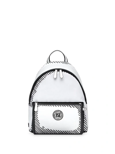 Fendi X Joshua Vides Logo Nylon & Leather Backpack In White