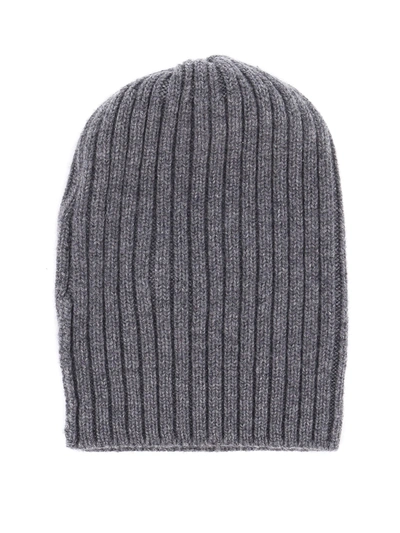 Fedeli Ribbed Cashmere Beanie In Grey
