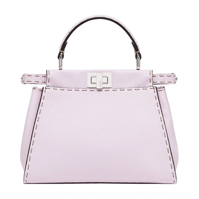 Fendi Mini Peekaboo Leather Satchel In Violet