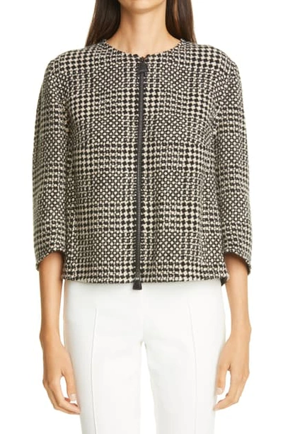 Akris Karina Crop Mixed Tweed Cashmere & Wool Jacket In Black