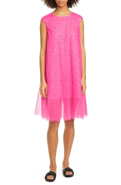 Paskal Laser Cut Butterfly Tulle Shift Dress In Candy Pink