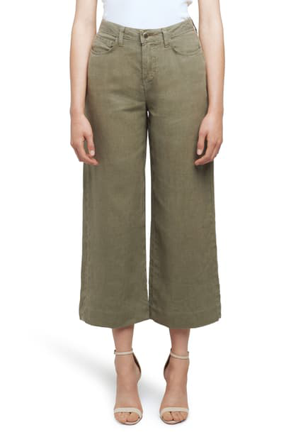 L Agence Danica High Waist Wide Leg Crop Linen Pants In Basil | ModeSens