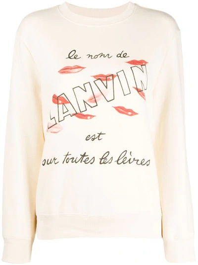 Lanvin Slogan Print Sweatshirt In Beige