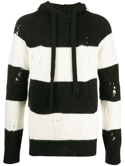 Laneus Black And White Alpaca Hoodie