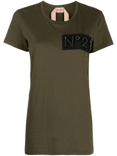 N°21 Embroidered-logo Cotton T-shirt In Green