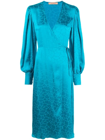 Andamane Crocodile Print Wrap Dress In Blue
