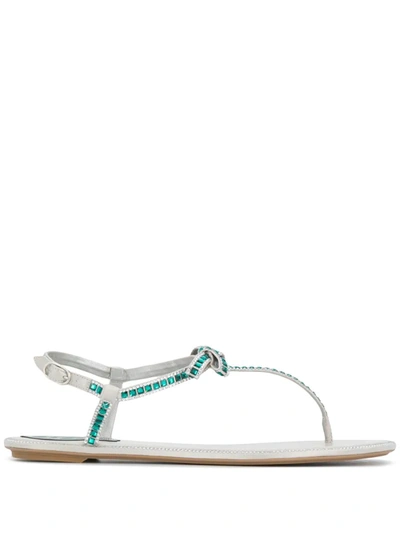 René Caovilla Crystal-embellished Thong Sandals In Green