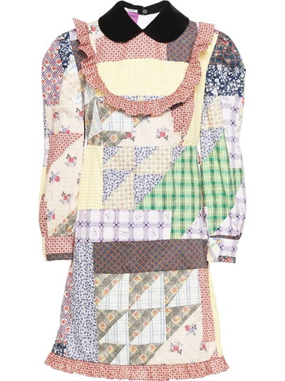 Miu Miu Patchwork Print Dress In Blue | ModeSens