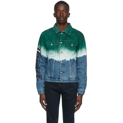 Off-white Pivot Degrade Slim Denim Jacket In Dark Blue