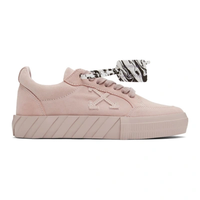 Off-white Low Vulcanized Pale Pink Suede Sneakers In Rose