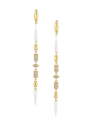 Etho Maria Women's Noble 18k Yellow Gold, Brown Diamond & Ceramic Drop Earrings