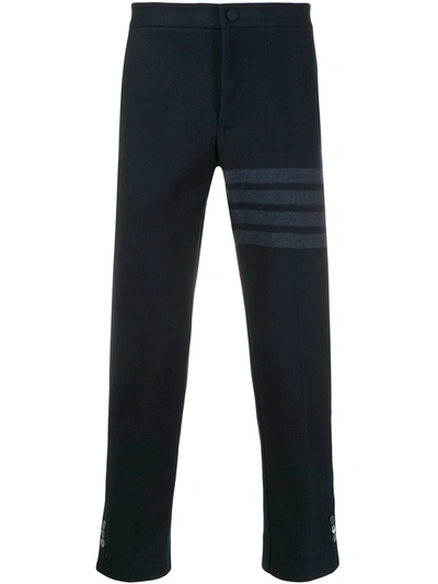 Thom Browne Slim-fit Tonal 4-bar Trousers In Blu