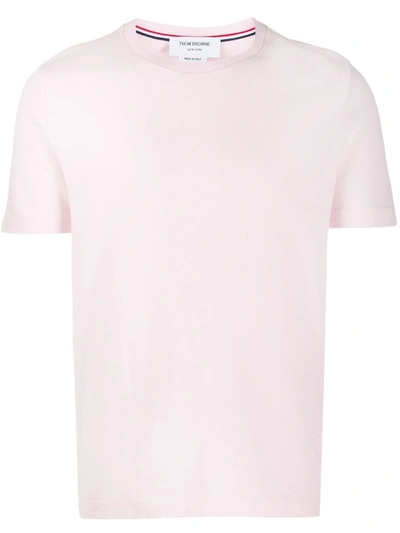 Thom Browne Classic Pique Rib Cuff 4-bar Tee In Pink