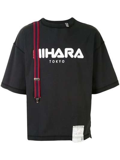 Miharayasuhiro Brace Detail Logo Print T-shirt In Black