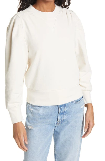 Frame Shirred Shoulder Sweatshirt In White