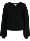 Agolde Balloon Sleeve Crop Cotton Sweatshirt In Black