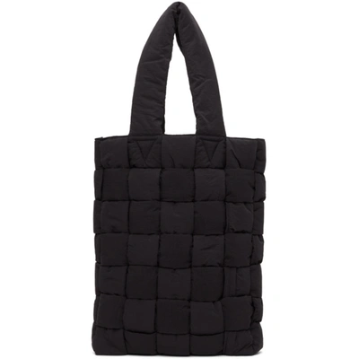 Bottega Veneta Padded Intrecciato Paper Nylon Tote Bag In Black