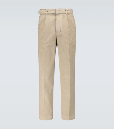 Officine Generale Luigi Pleated Corduroy Pants In Beige