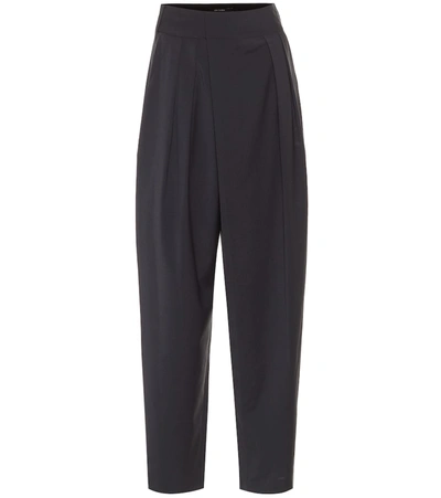 Low Classic High-rise Wool-blend Carrot Pants In Charcoal