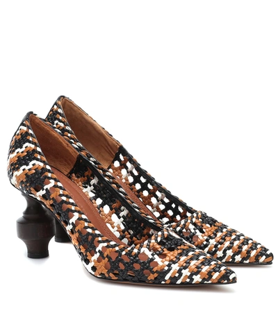 Souliers Martinez Amar Woven Leather Pumps In Multicoloured