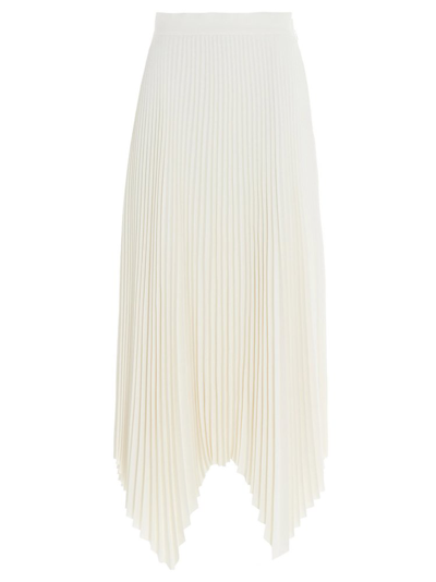 Tory Burch Asymmetrical Pleated Skirt In White