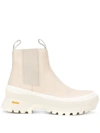 Jil Sander Leather And Scuba-jersey Ankle Boots In Off White