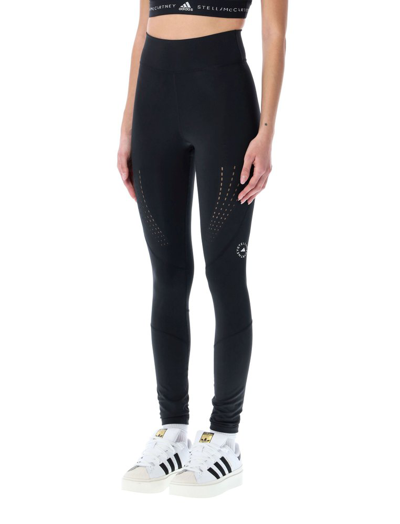 Adidas By Stella Mccartney Cropped Logo-print Stretch-jersey Leggings In Black