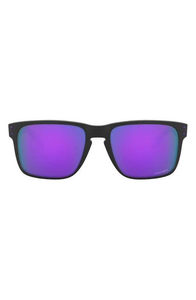 Oakley Holbrook Xl 59mm Polarized Sunglasses In Matte Black/ Prizm Violet