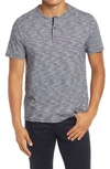 Vince Slim Fit Short Sleeve Henley In Navy/ White