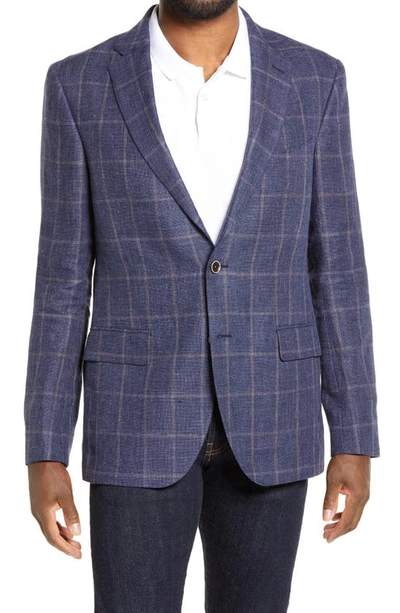 Rodd & Gunn Hopkins Valley Regular Fit Windowpane Check Linen Sport Coat In Ink