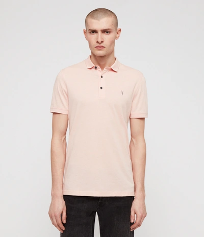 Allsaints Brace Slim Fit Solid Polo In Blossom Pink