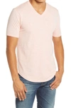 Goodlife Sun Faded Curved Hem Cotton Slub T-shirt In Peach Melba