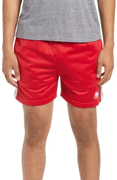 Kappa 222 Banda Cole Athletic Shorts In Red/ Pink/ White