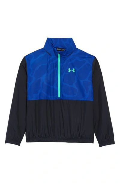 Under Armour Kids' Mesh Lined Hooded Pullover (big Boy) In Versa Blue/ Black/ Vapor Grn