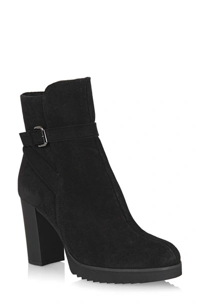 La Canadienne Meadow Waterproof Bootie In Black/ Black Suede