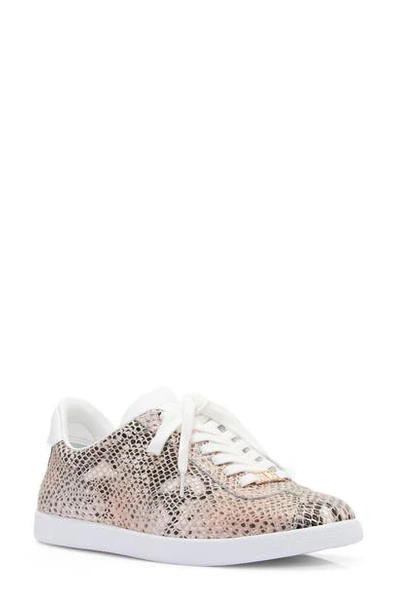 Paige Amy Leather Sneaker In Pink/ Gold Snake Print