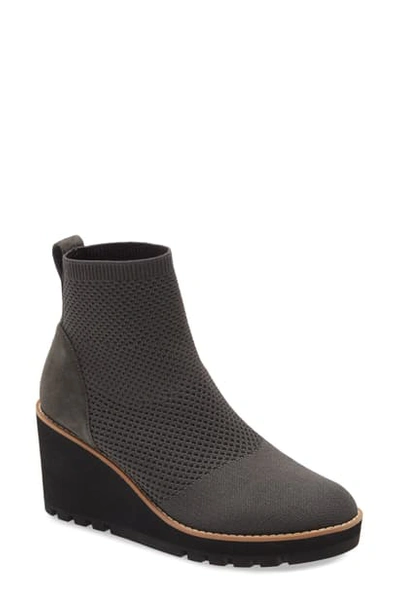 Eileen Fisher Amos Knit Wedge Bootie In Graphite Stretch Fabric