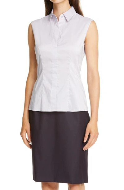 Hugo Boss Bashiva Stretch Poplin Blouse In Amethyst