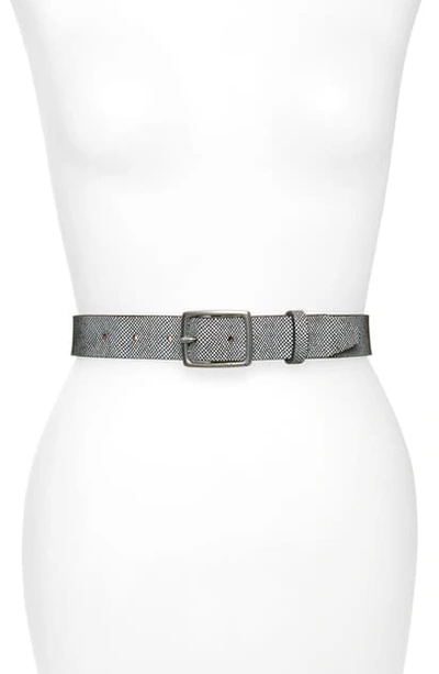 Rag & Bone Snake Embossed Leather Belt In White Multi