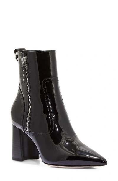 Paige Callan Block Heel Bootie In Black Patent