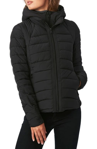 Bernardo Hooded Quilted Water Repellent Jacket In Black