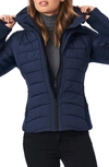 Bernardo Hooded Quilted Water Repellent Jacket In Deep Ocean
